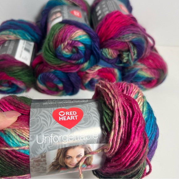 Yarn 4 Redheart Unforgettable Stained Glass yarn medium weight 270 ea colorful - Picture 7 of 12